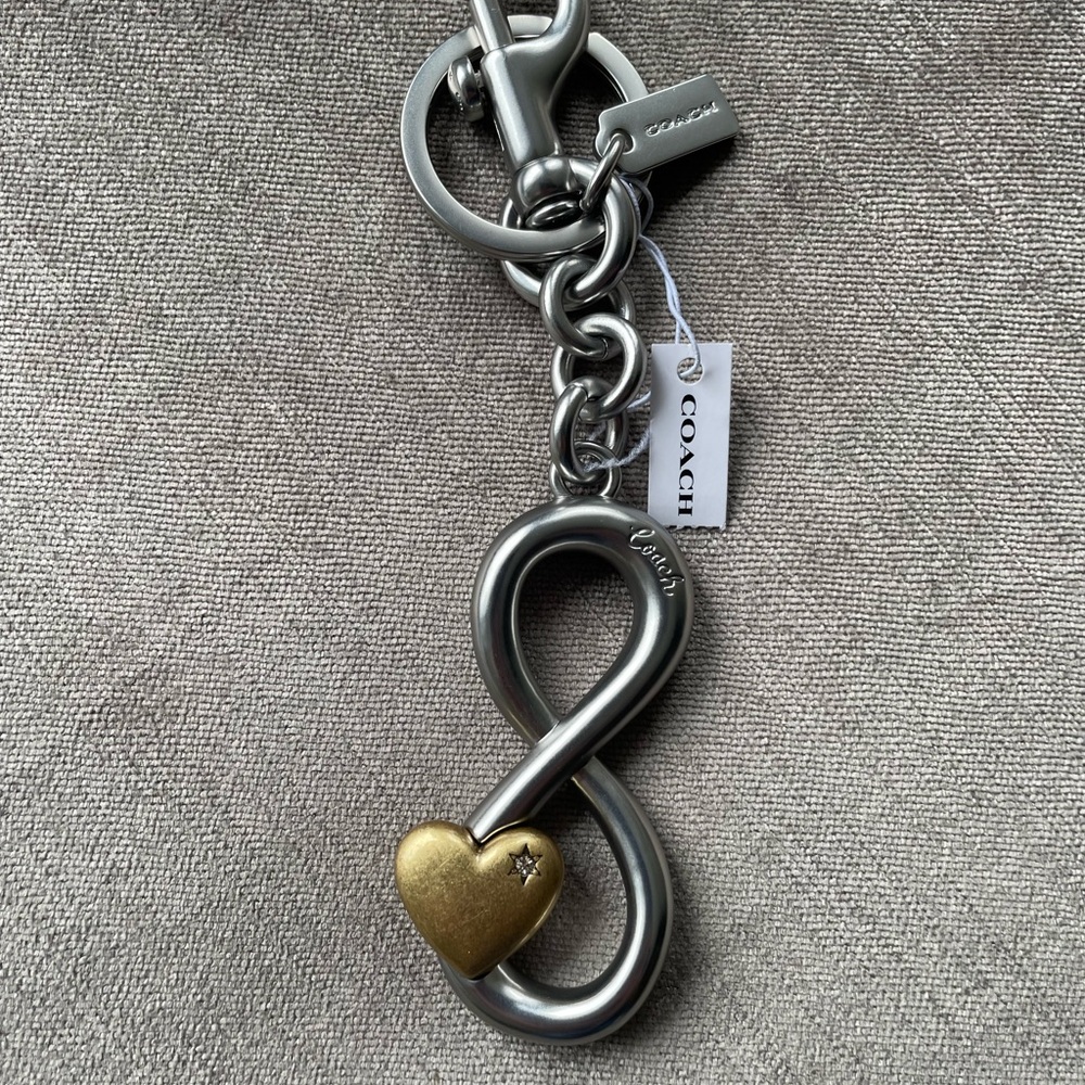 Coach Two-Tone Infinity Heart Keyring - Silver & Gold - Picture 2 of 3
